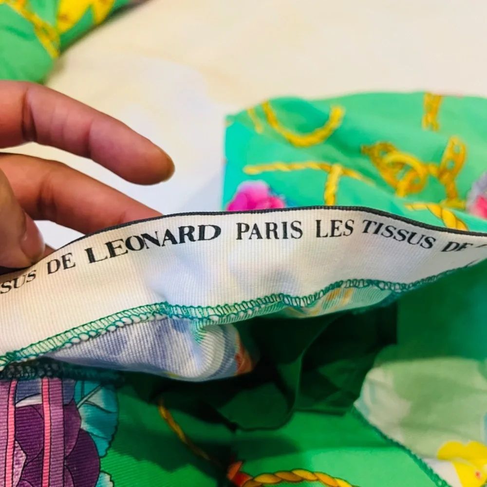 INSANE Leonard Paris vintage bamboo green short-sleeved skirt suit size 6 - Picture 3 of 7